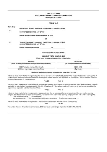 Thumbnail Illinois Tool Works  10-Q Quarterly Report FY 