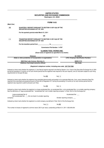 Thumbnail Illinois Tool Works  10-Q Quarterly Report FY 