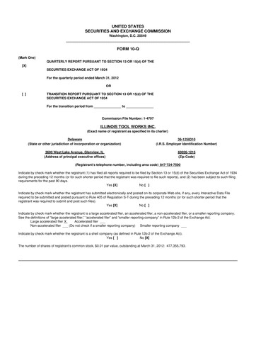Thumbnail Illinois Tool Works  10-Q Quarterly Report FY 