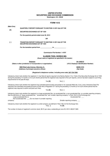 Thumbnail Illinois Tool Works  10-Q Quarterly Report FY 