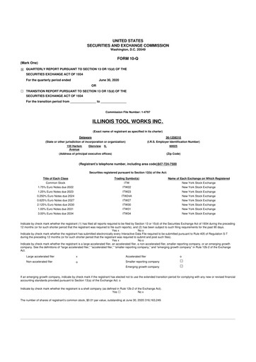 Thumbnail Illinois Tool Works  10-Q Quarterly Report FY2020 