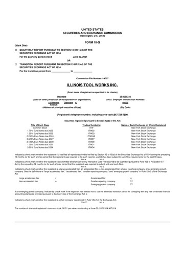 Thumbnail Illinois Tool Works  10-Q Quarterly Report FY2021 