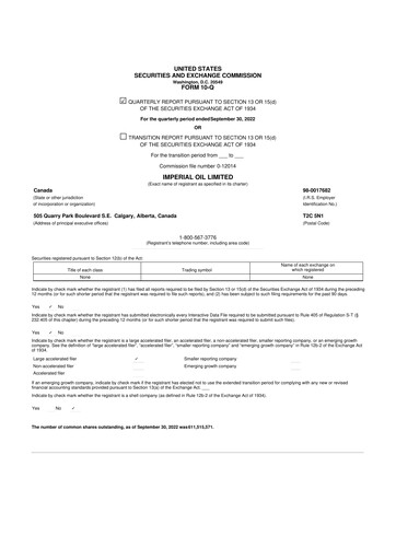 Thumbnail Imperial Oil
 10-Q Quarterly Report FY2022 