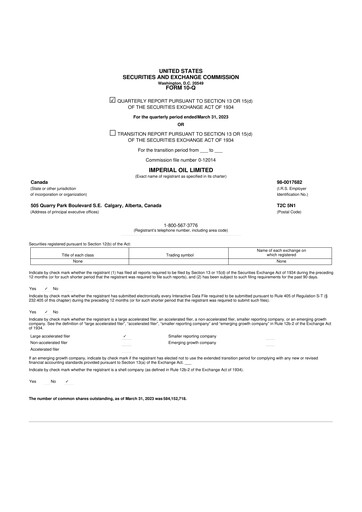 Thumbnail Imperial Oil
 10-Q Quarterly Report FY2023 
