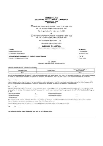 Thumbnail Imperial Oil
 10-Q Quarterly Report FY2023 