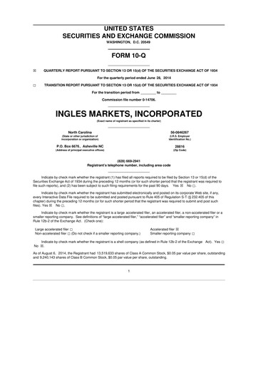 Thumbnail Ingles Markets 10-Q Quarterly Report FY2014 