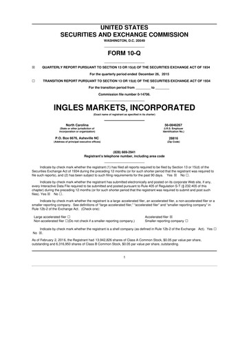 Thumbnail Ingles Markets 10-Q Quarterly Report FY2016 