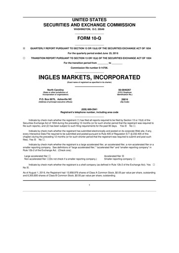 Thumbnail Ingles Markets 10-Q Quarterly Report FY2016 