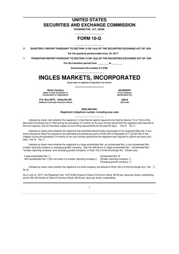 Thumbnail Ingles Markets 10-Q Quarterly Report FY2017 