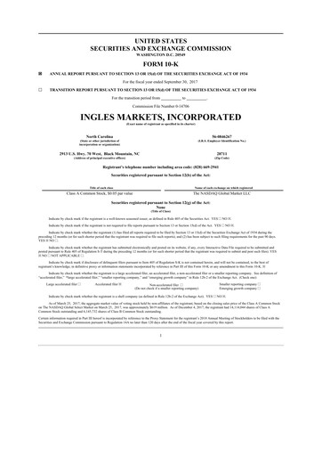Thumbnail Ingles Markets 10-K Annual Report 2017
