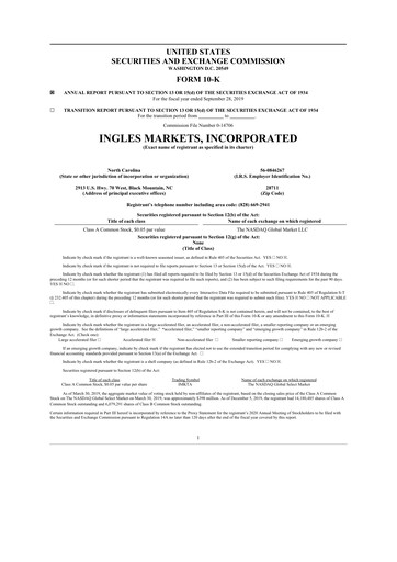 Thumbnail Ingles Markets 10-K Annual Report 2019