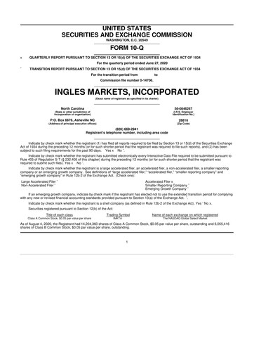 Thumbnail Ingles Markets 10-Q Quarterly Report FY2020 