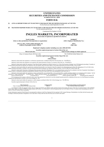 Thumbnail Ingles Markets 10-K Annual Report 2020