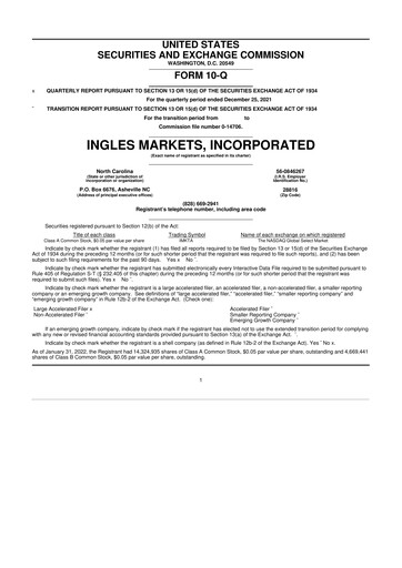 Thumbnail Ingles Markets 10-Q Quarterly Report FY2022 