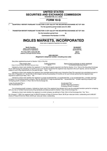 Thumbnail Ingles Markets 10-Q Quarterly Report FY2023 