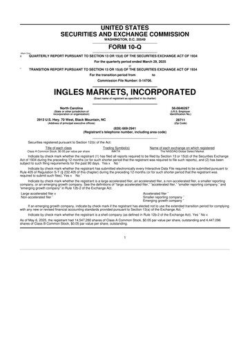 Thumbnail Ingles Markets 10-Q Quarterly Report FY2025 
