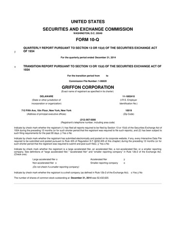 Thumbnail Griffon Corporation
 10-Q Quarterly Report FY2015 