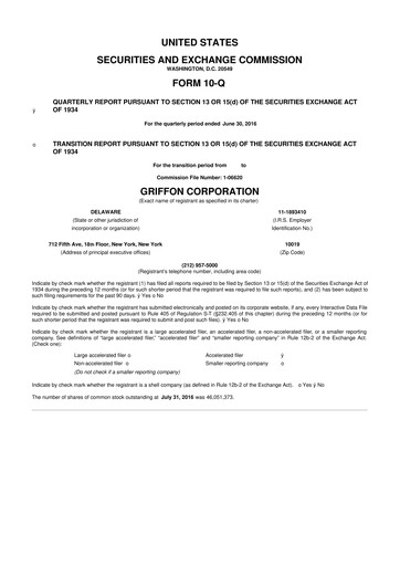 Thumbnail Griffon Corporation
 10-Q Quarterly Report FY2016 