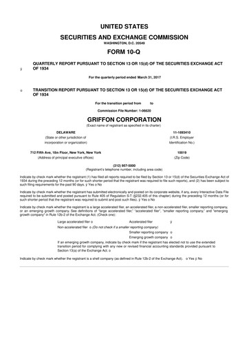 Thumbnail Griffon Corporation
 10-Q Quarterly Report FY2017 