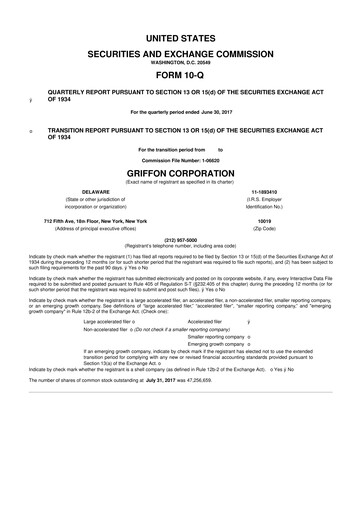 Thumbnail Griffon Corporation
 10-Q Quarterly Report FY2017 