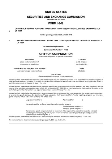 Thumbnail Griffon Corporation
 10-Q Quarterly Report FY2018 