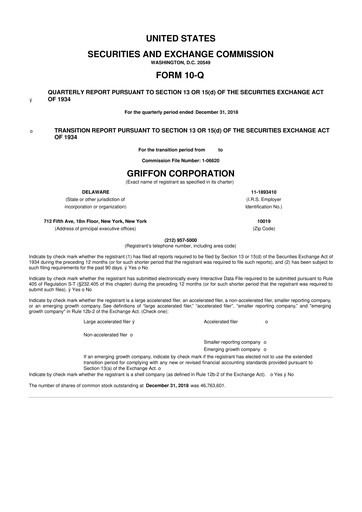 Thumbnail Griffon Corporation
 10-Q Quarterly Report FY2019 