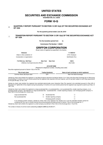 Thumbnail Griffon Corporation
 10-Q Quarterly Report FY2019 