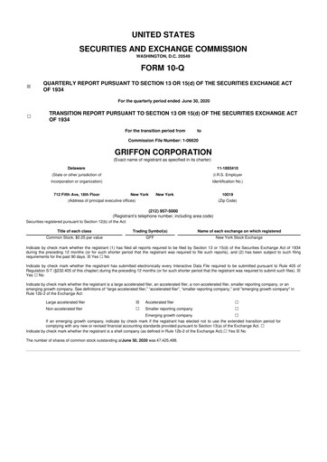 Thumbnail Griffon Corporation
 10-Q Quarterly Report FY2020 