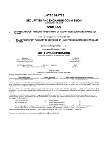 Thumbnail Griffon Corporation
 10-Q Quarterly Report FY2021 