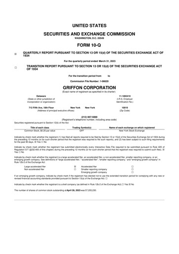 Thumbnail Griffon Corporation
 10-Q Quarterly Report FY2023 