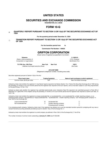 Thumbnail Griffon Corporation
 10-Q Quarterly Report FY2025 