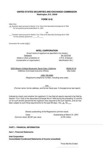 Vorschaubild Intel 10-Q Quartalsbericht  