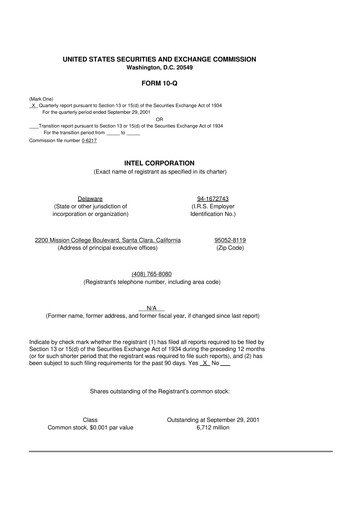 Vorschaubild Intel 10-Q Quartalsbericht  