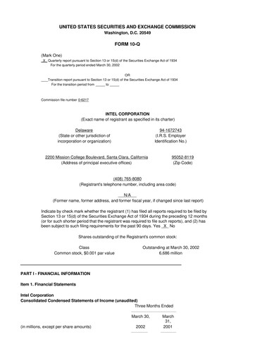 Vorschaubild Intel 10-Q Quartalsbericht  