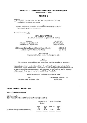 Vorschaubild Intel 10-Q Quartalsbericht  