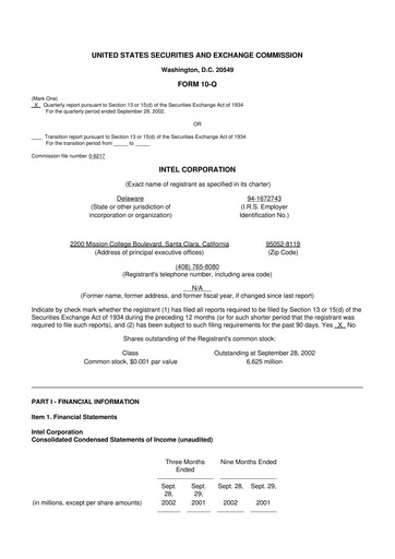 Vorschaubild Intel 10-Q Quartalsbericht  