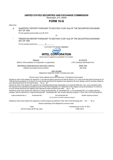 Vorschaubild Intel 10-Q Quartalsbericht 2013 