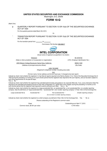 Vorschaubild Intel 10-Q Quartalsbericht 2015 