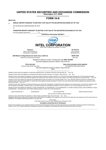 Thumbnail Intel 10-K Annual Report 2015