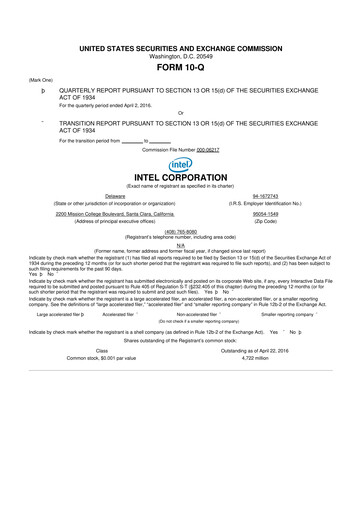 Vorschaubild Intel 10-Q Quartalsbericht 2016 