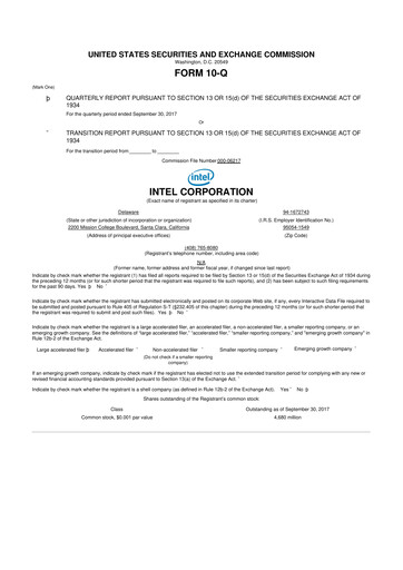 Vorschaubild Intel 10-Q Quartalsbericht 2017 