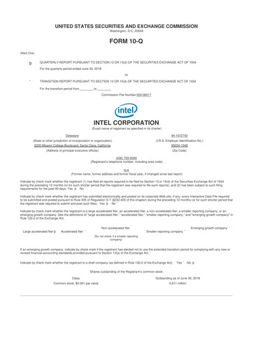 Vorschaubild Intel 10-Q Quartalsbericht 2018 