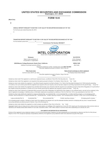 Thumbnail Intel 10-K Annual Report 2018
