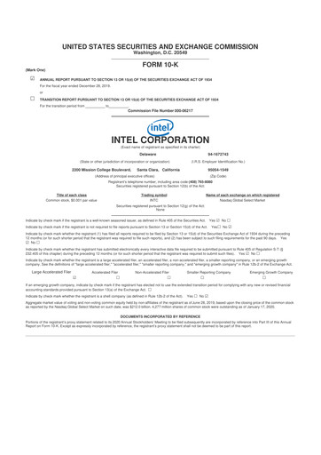 Thumbnail Intel 10-K Annual Report 