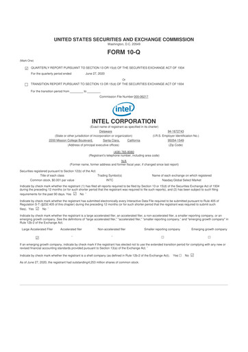 Vorschaubild Intel 10-Q Quartalsbericht 2020 