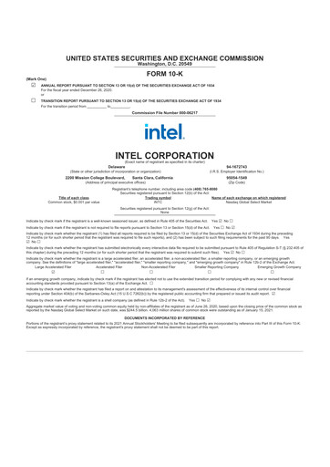 Thumbnail Intel 10-K Annual Report 2020