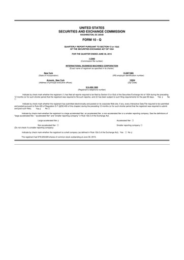 Vorschaubild IBM 10-Q Quartalsbericht 2015 