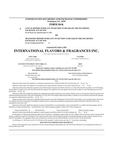 Thumbnail International Flavors & Fragrances
 10-K Annual Report 2013