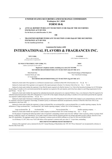 Thumbnail International Flavors & Fragrances
 10-K Annual Report 2016
