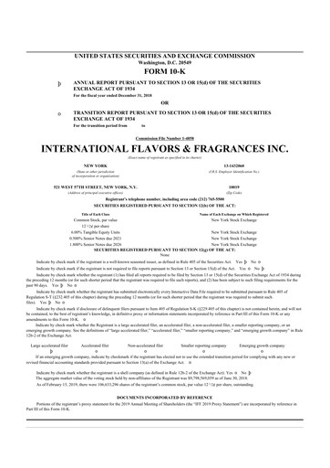 Thumbnail International Flavors & Fragrances
 10-K Annual Report 2018